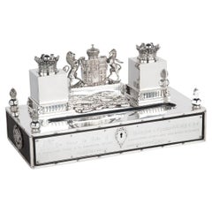 A Victorian Silver Inkstand made in Madras by Peter Orr and Sons in 1880