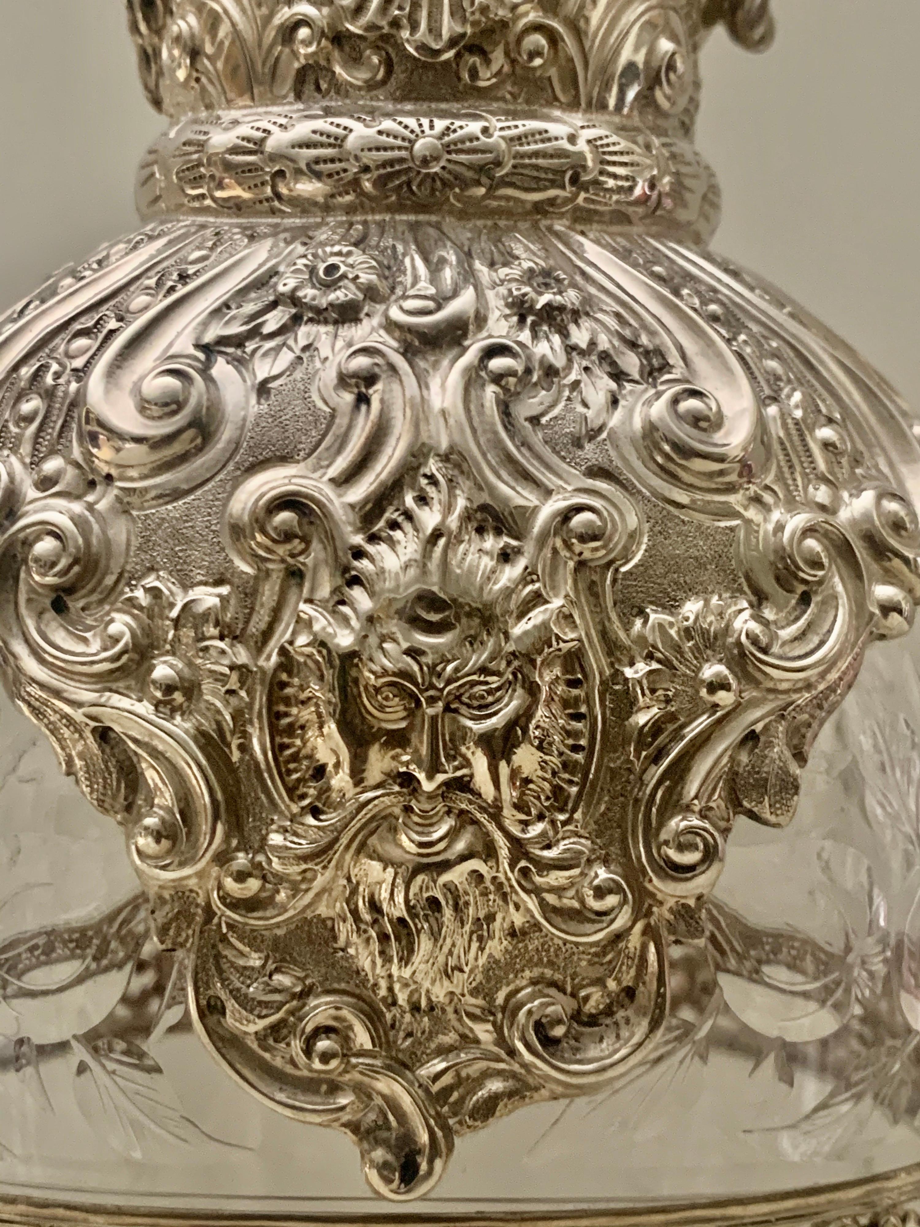 Victorian Silver-Mounted Antique Rock Crystal Glass Claret Circa 1892 5