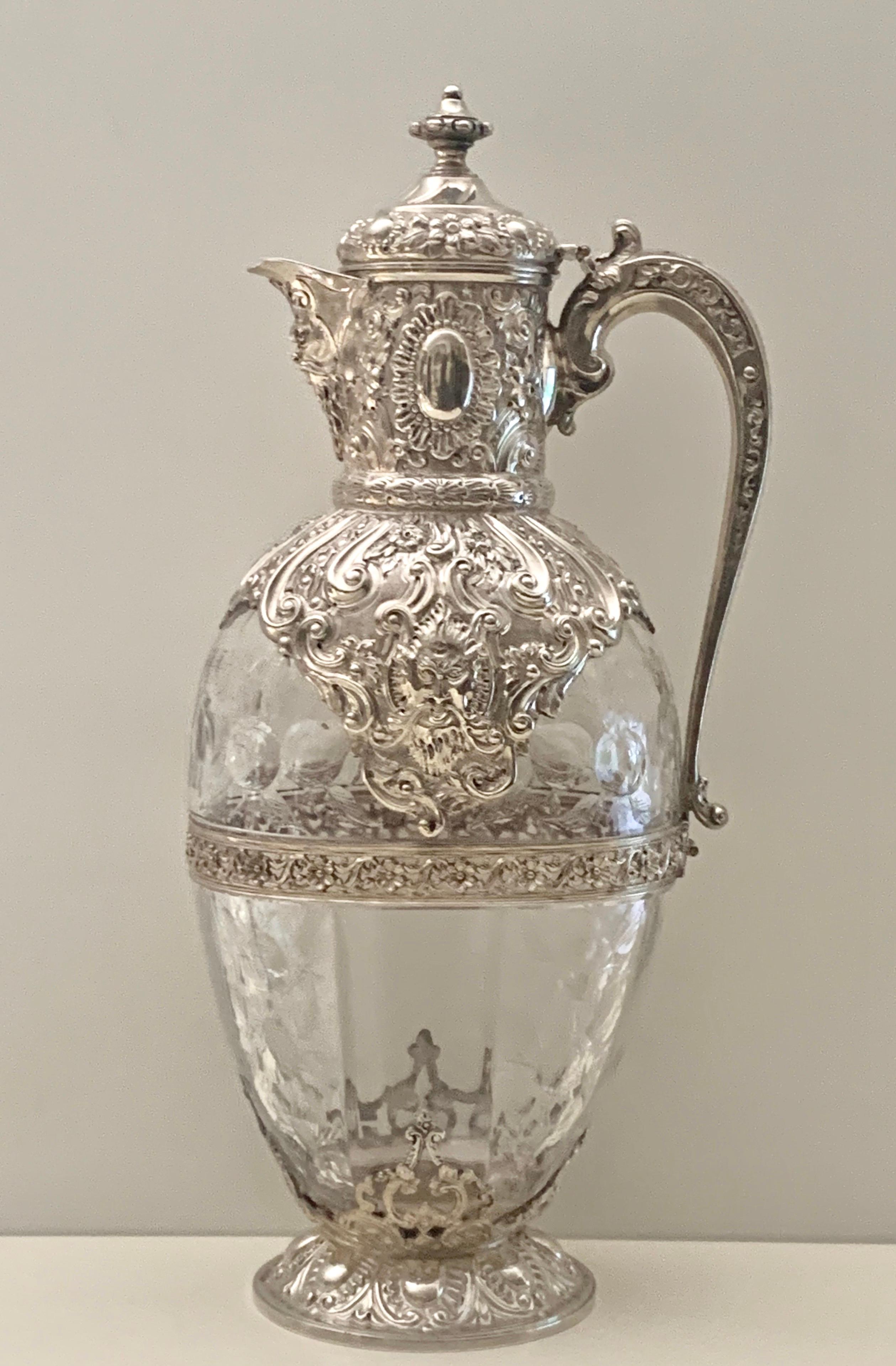 Victorian Silver-Mounted Antique Rock Crystal Glass Claret Circa 1892 8