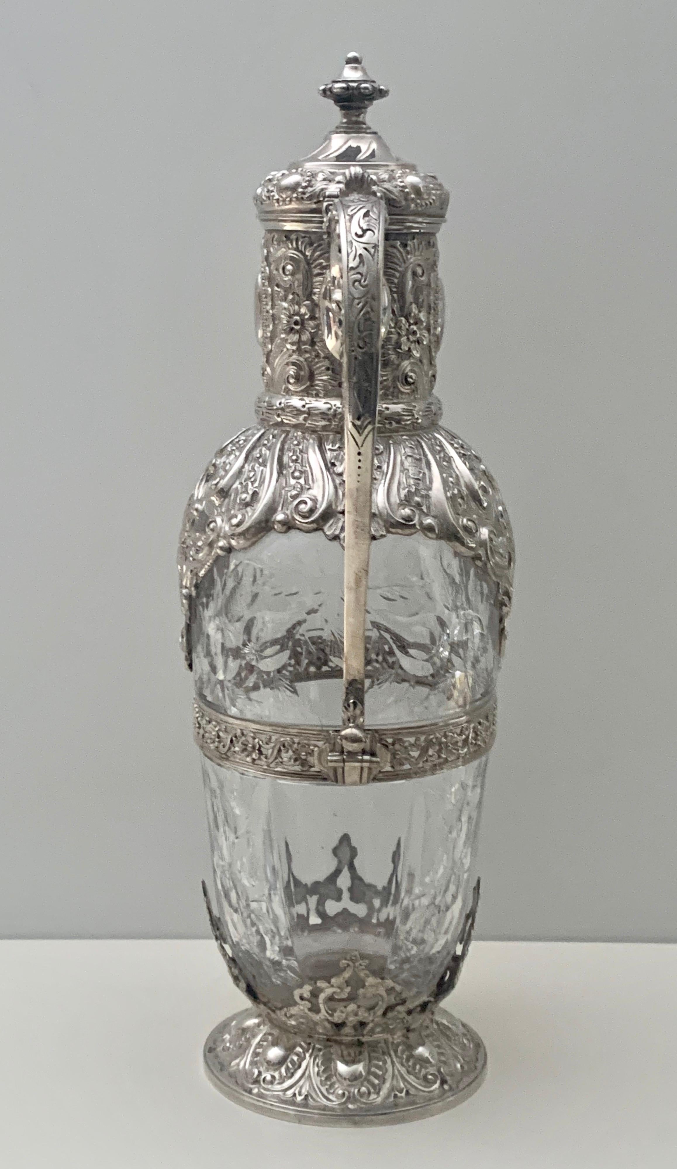 Victorian Silver-Mounted Antique Rock Crystal Glass Claret Circa 1892 In Good Condition In London, GB