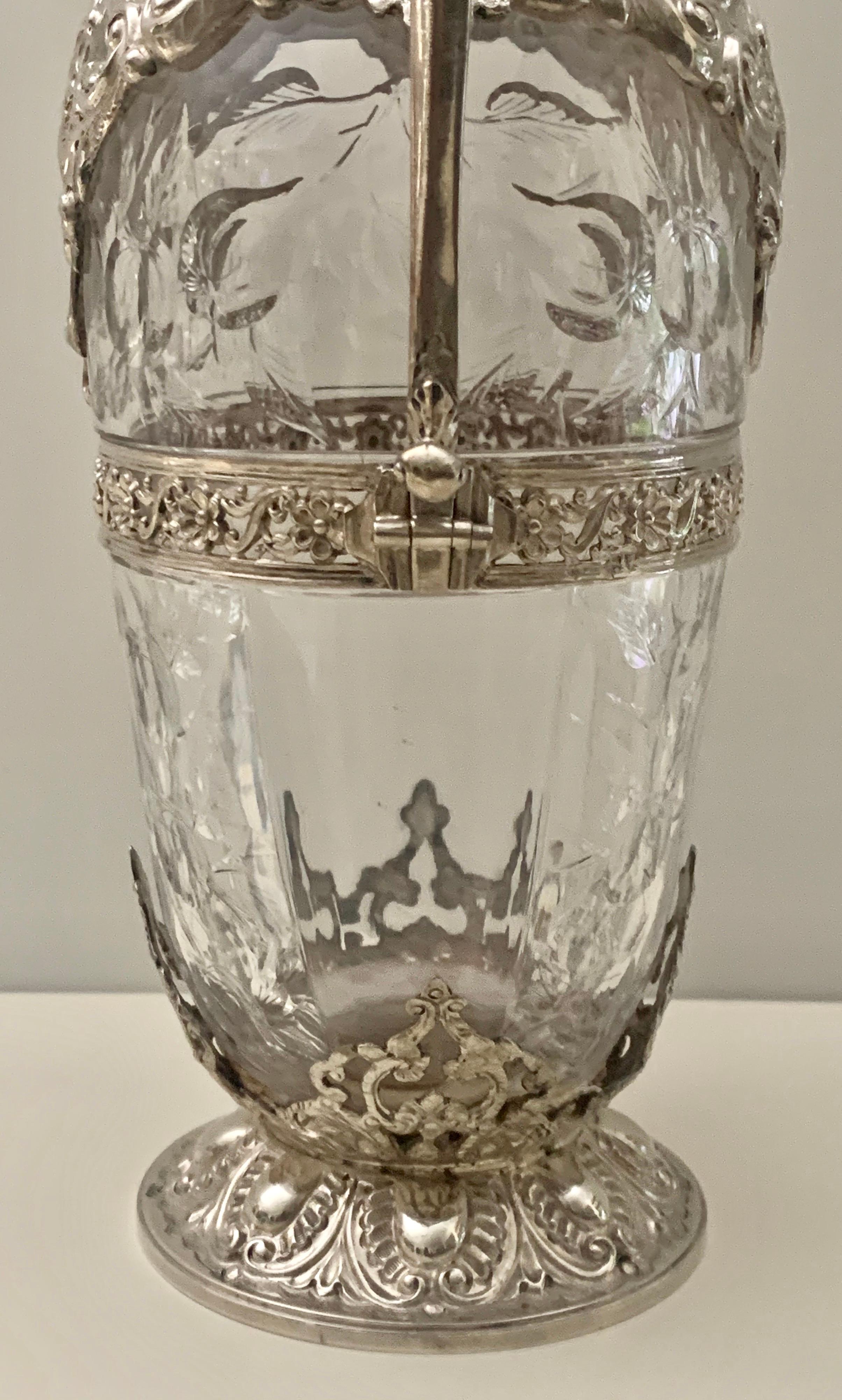 Victorian Silver-Mounted Antique Rock Crystal Glass Claret Circa 1892 2