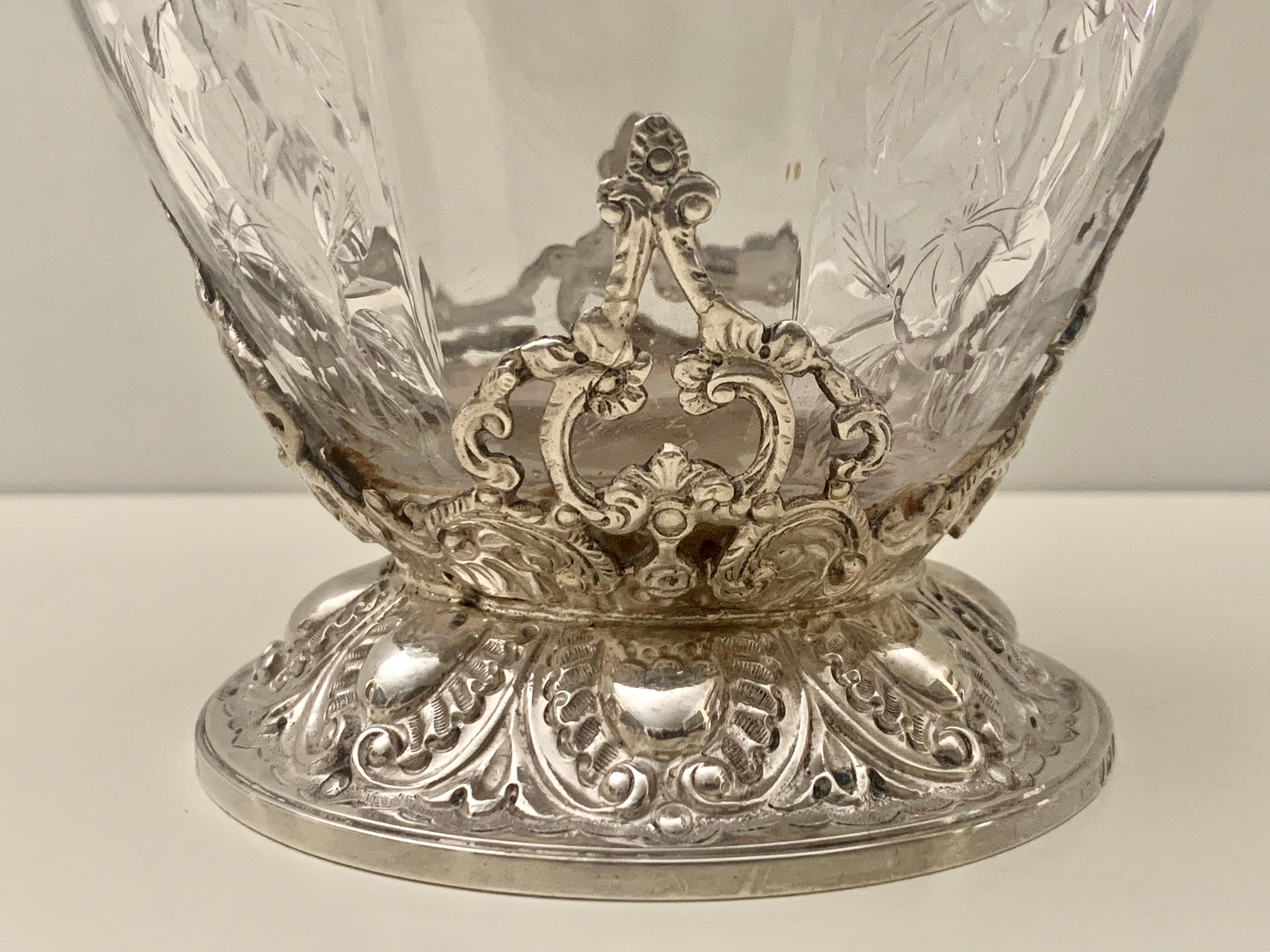 Victorian Silver-Mounted Antique Rock Crystal Glass Claret Circa 1892 3