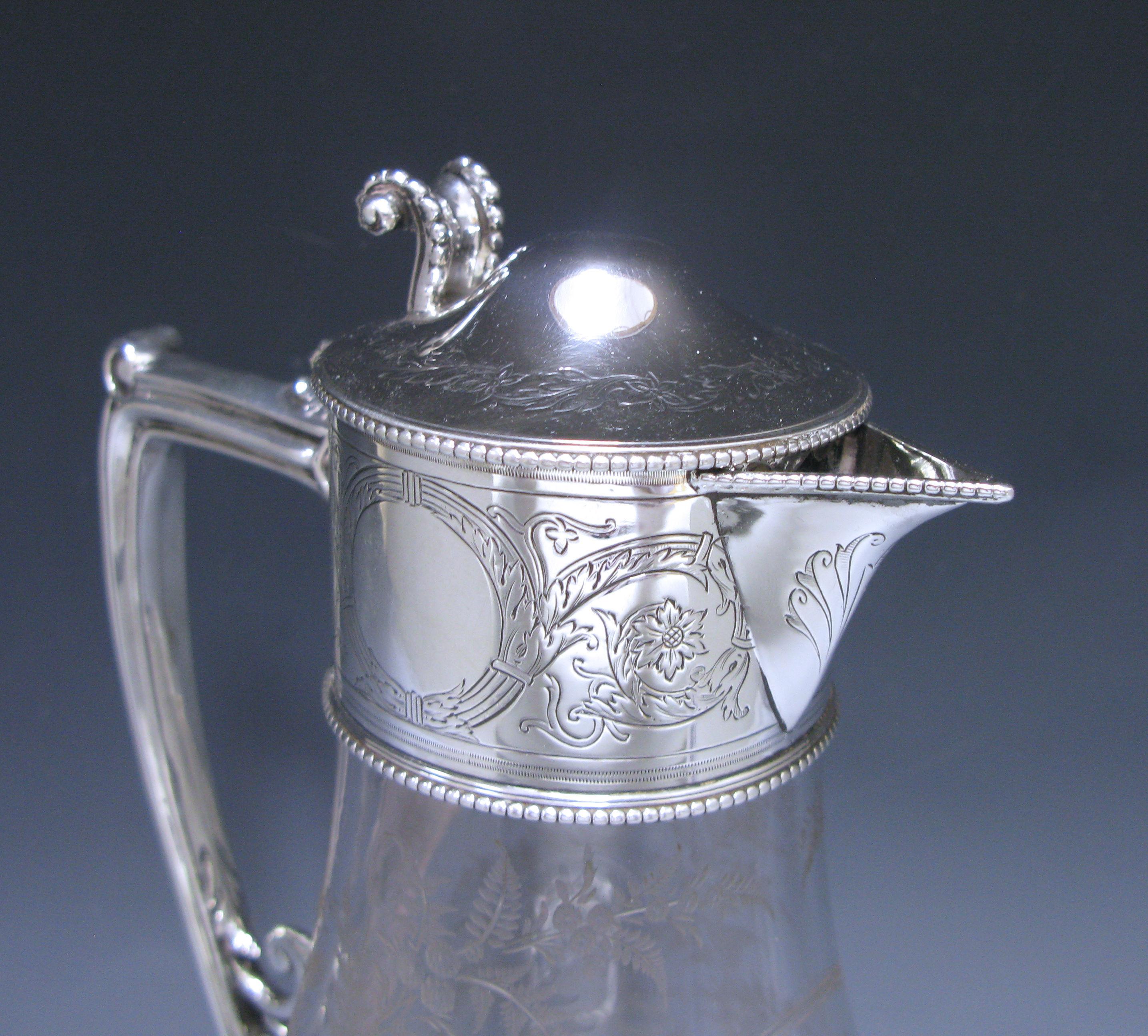Late 19th Century Victorian Silver Mounted Claret Jug For Sale