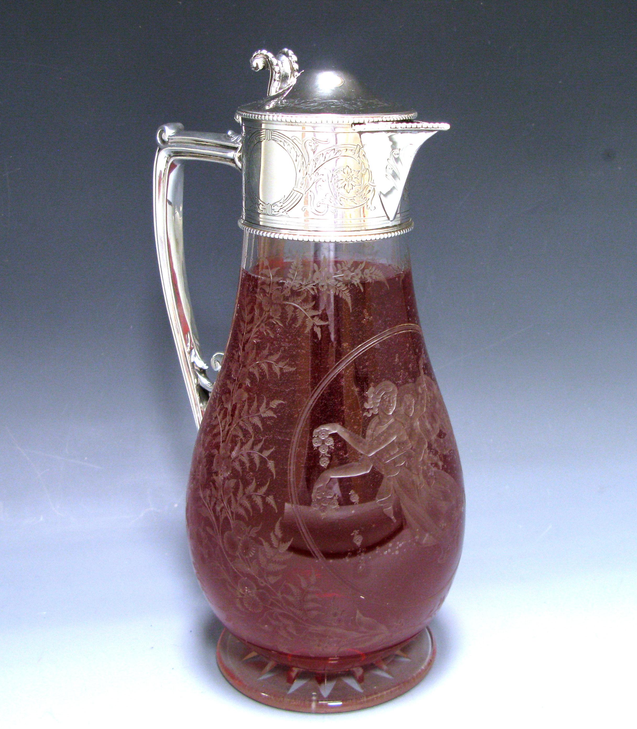 Victorian Silver Mounted Claret Jug For Sale 3