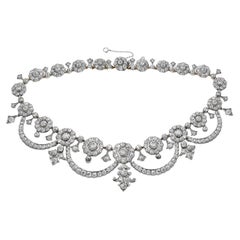 Swag-Halskette aus viktorianischem Silber auf Gold mit Diamant