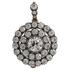 Broche blanco victoriano de plata sobre oro y diamantes