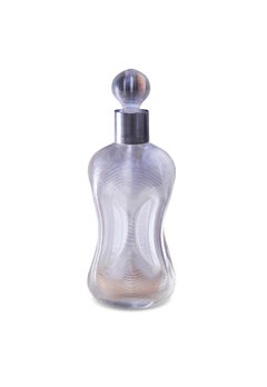 A Victorian Silver & Ribbed Blown Glass "Glug Glug" Whiskey Decanter