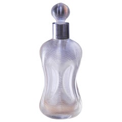 Carafe à whisky victorienne en argent et verre soufflé côtelé « Glug »