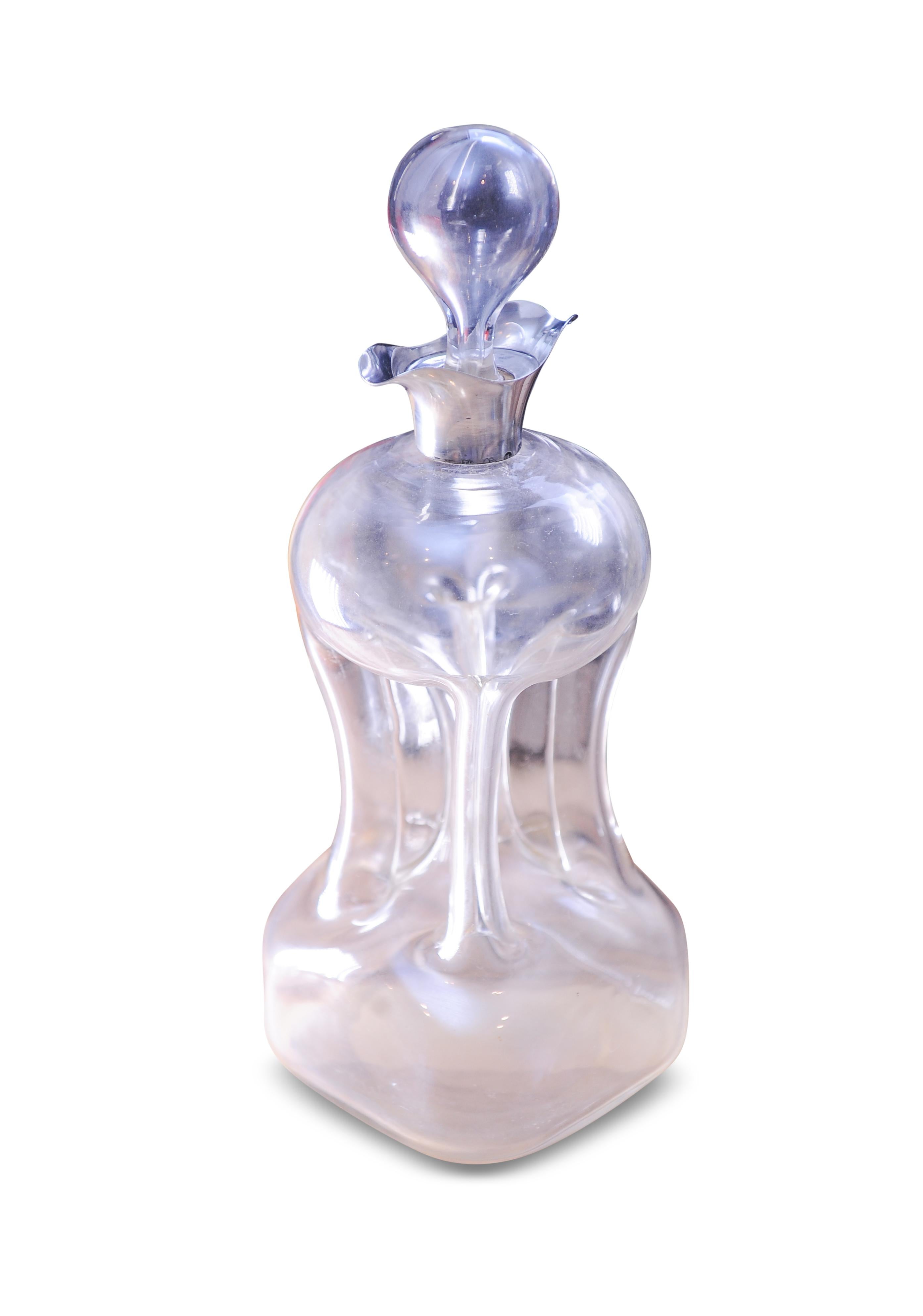 Late Victorian A Victorian Silver Topped Blown Glass 
