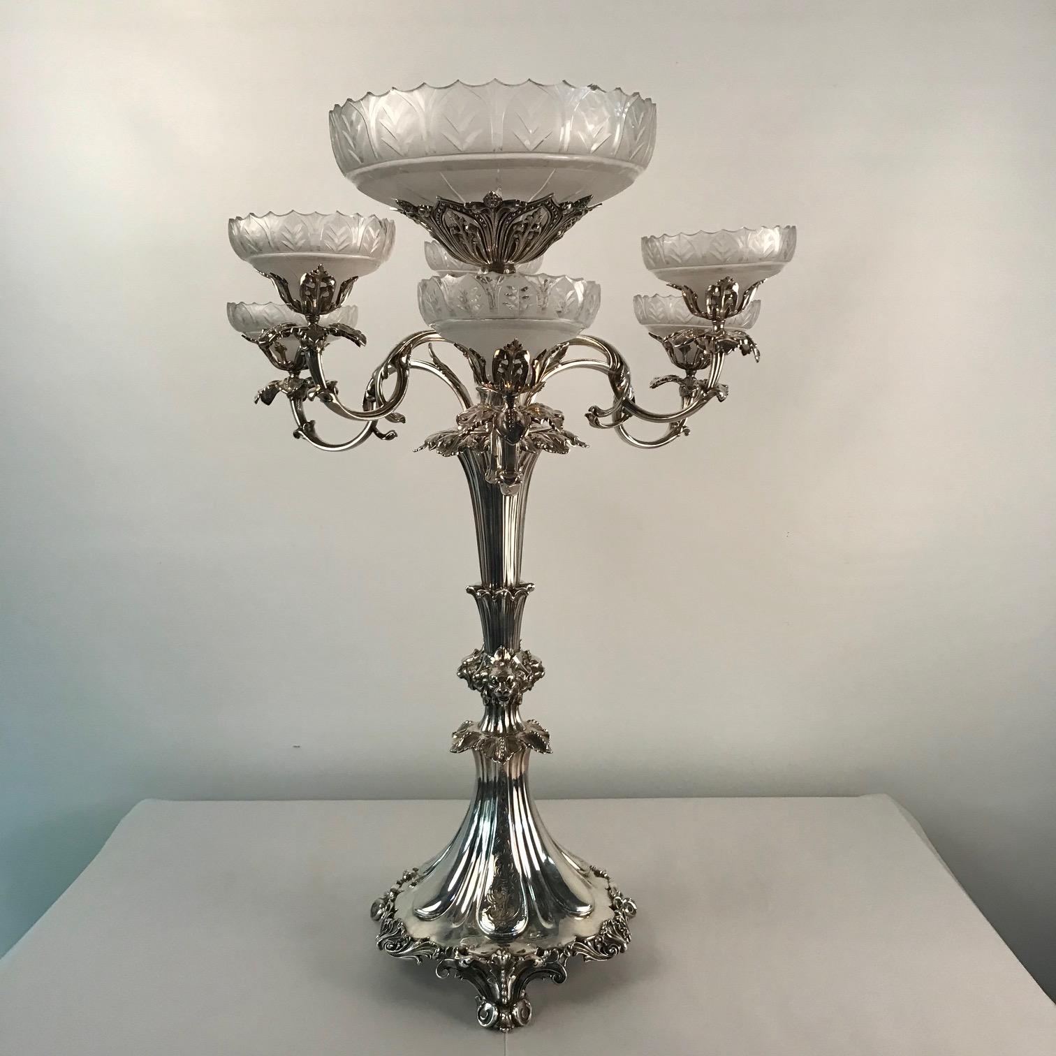 Victorian Silvered Bronze Centrepiece/ Epergne In Good Condition In Montreal, QC