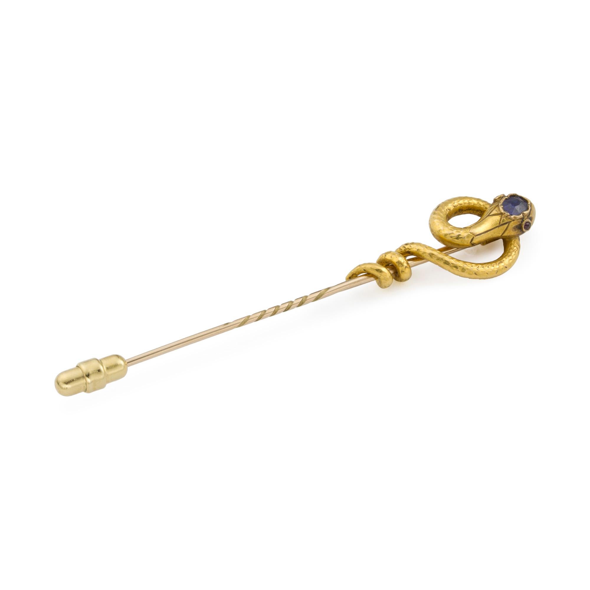 Oval Cut Victorian Snake Stick-Pin