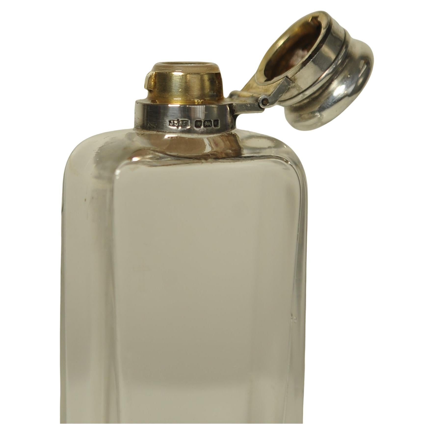 British A Victorian Sterling Silver and Glass Altar/Communion Flask by James Dixon & Son For Sale