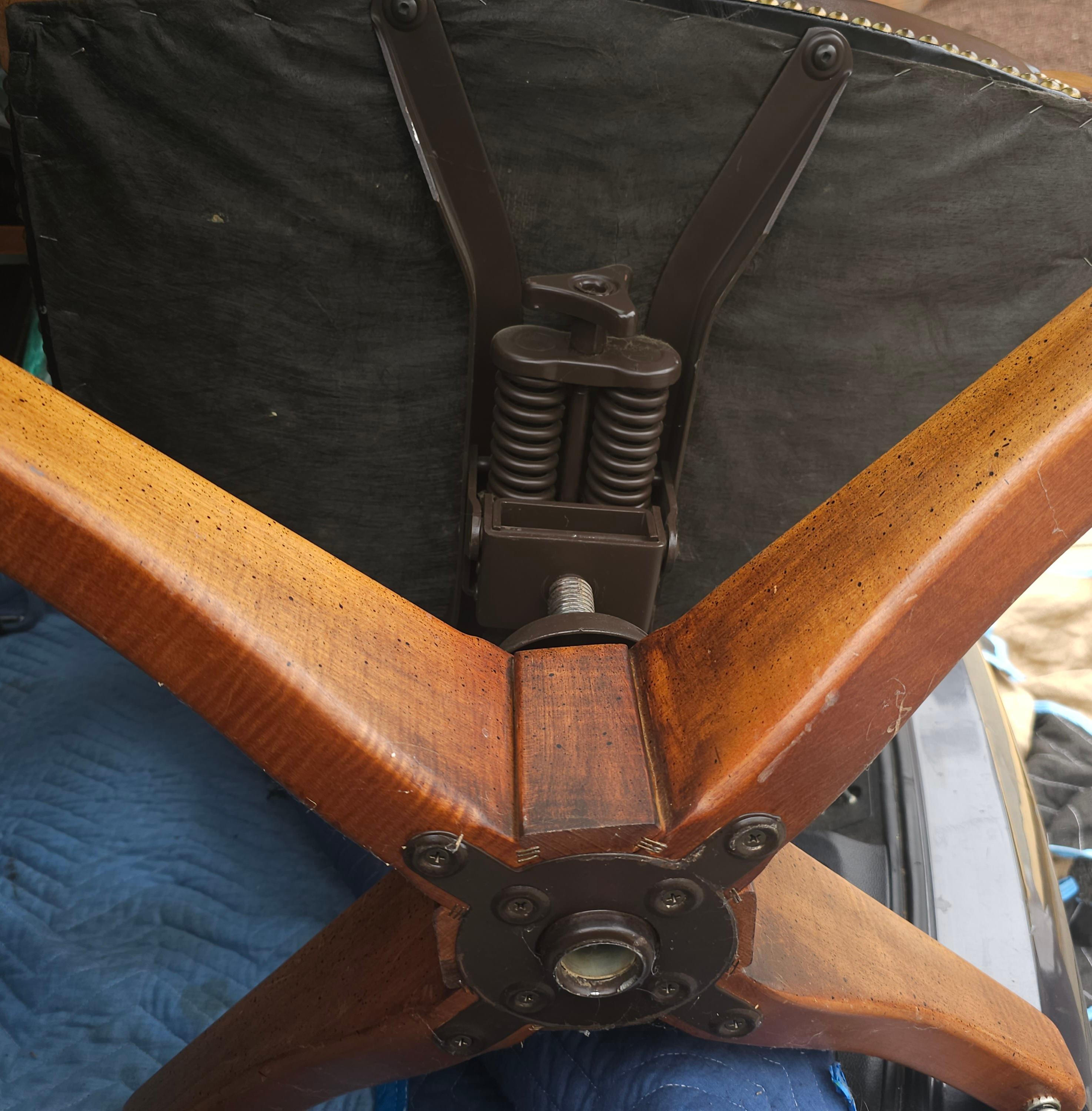 Victorian Style Maple, Leather and Brass Nail Studded Leather Office Chair For Sale 4