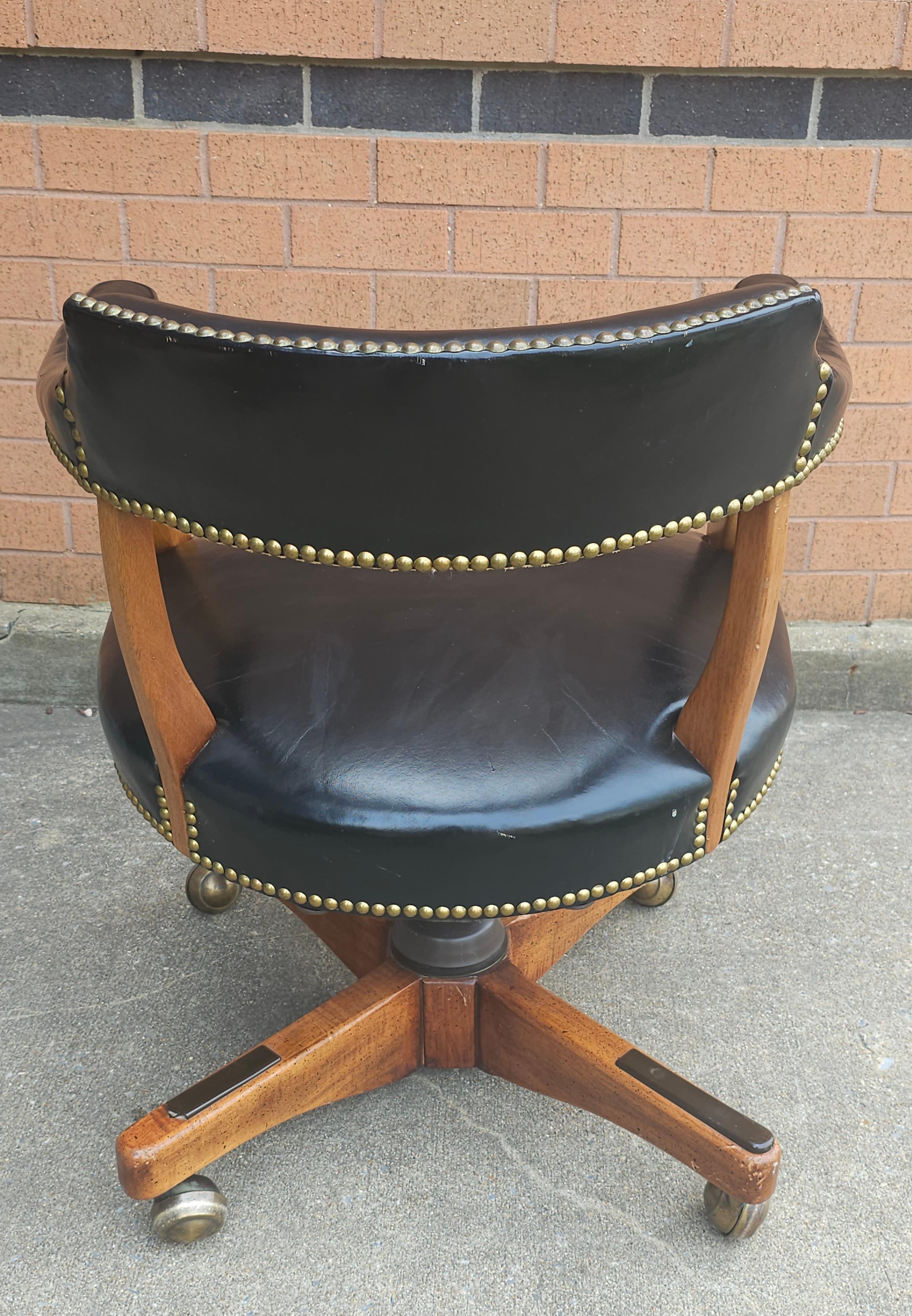 Other Victorian Style Maple, Leather and Brass Nail Studded Leather Office Chair For Sale