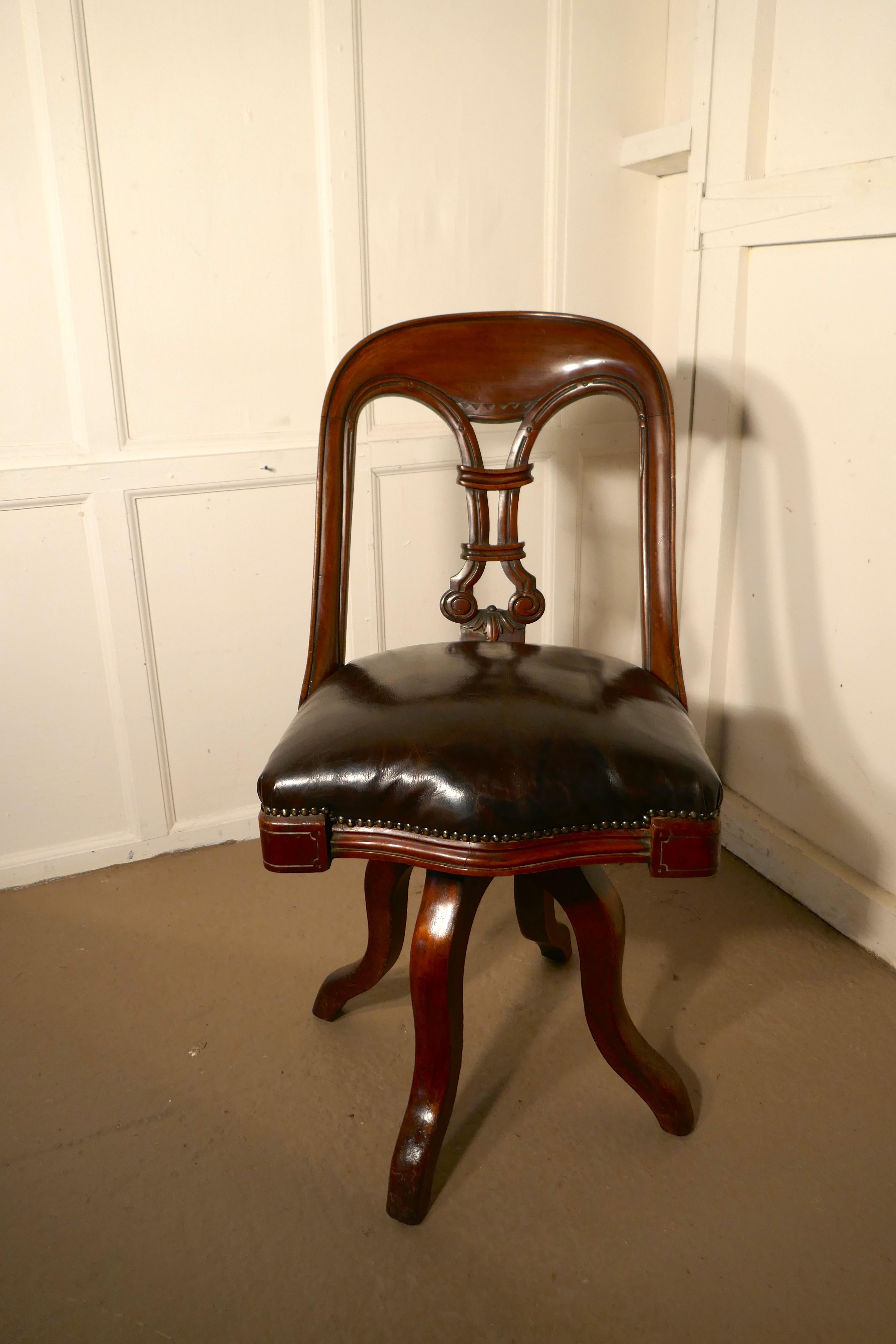 Victorian Swivelling Mahogany Office Chair or Desk Chair 6