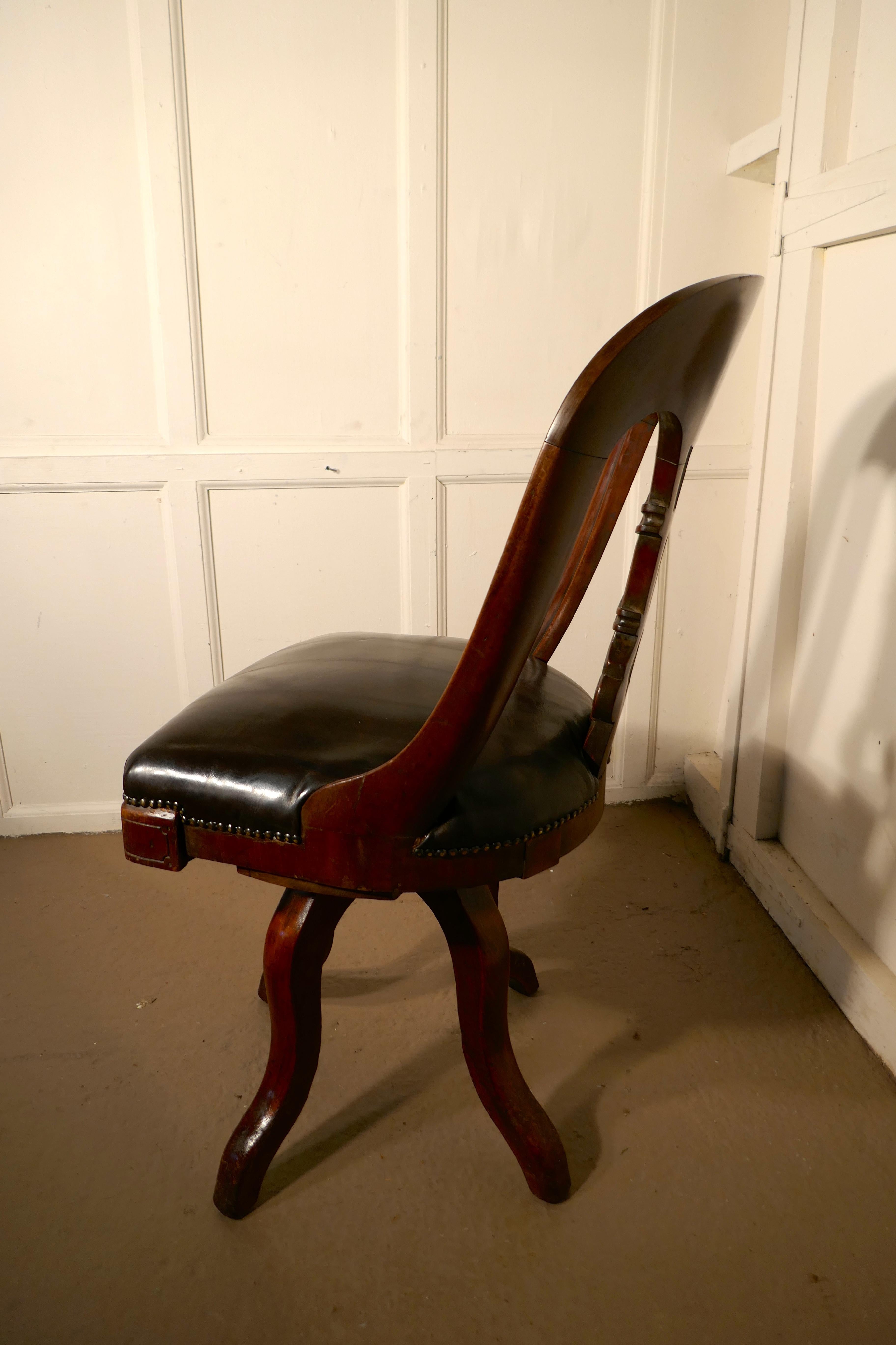 Victorian Swivelling Mahogany Office Chair or Desk Chair 1