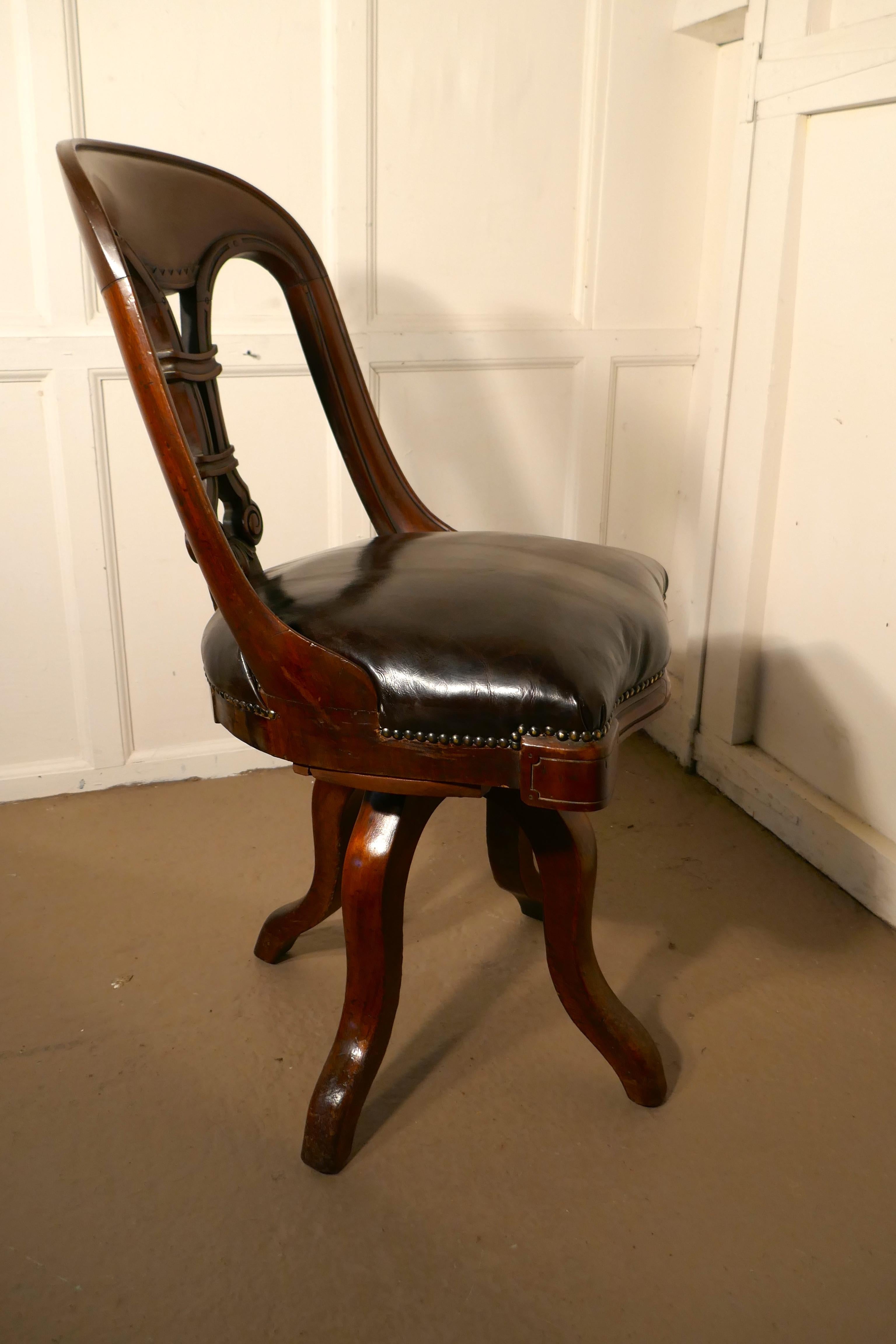 Victorian Swivelling Mahogany Office Chair or Desk Chair 4