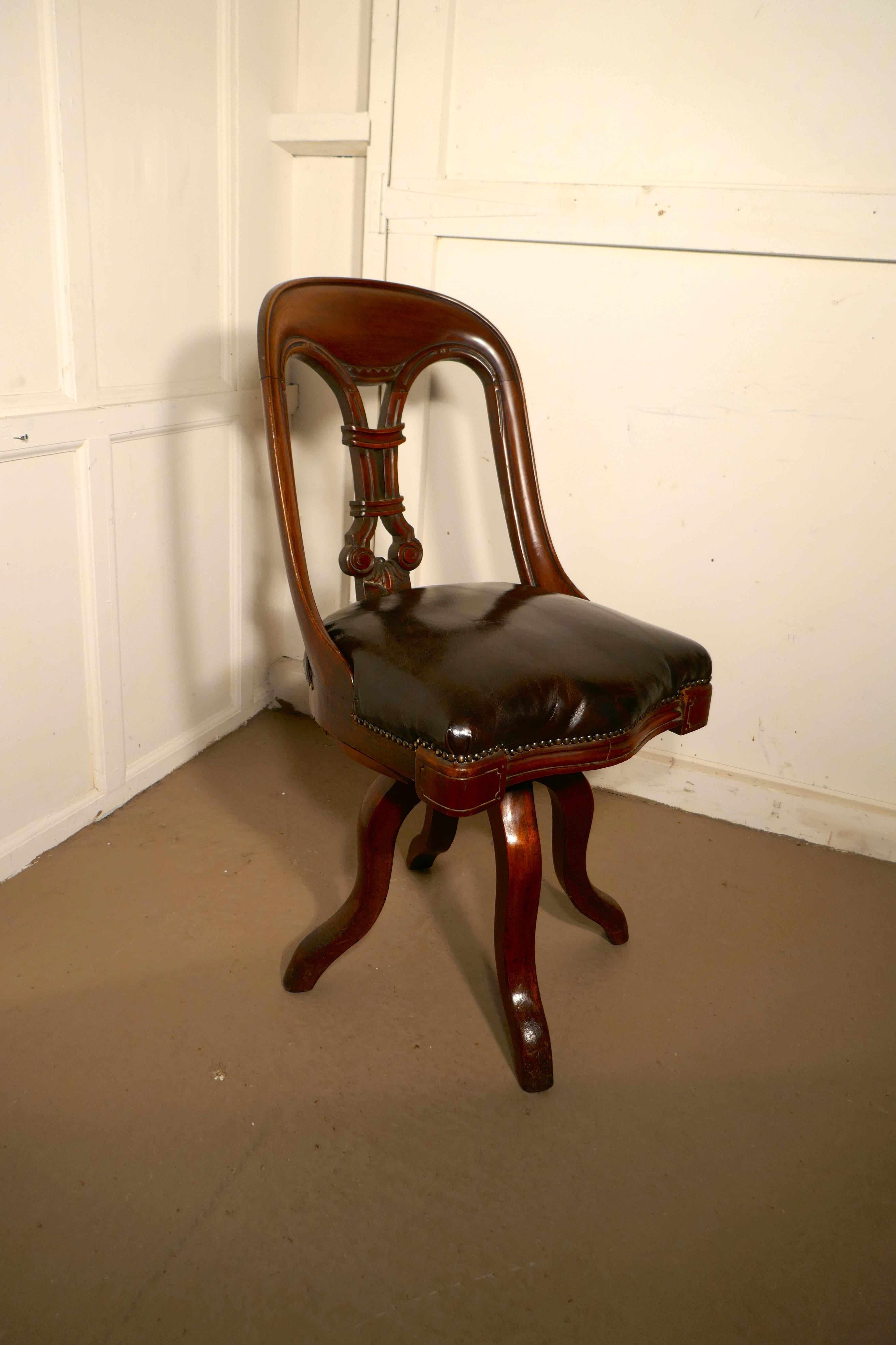 Victorian Swivelling Mahogany Office Chair or Desk Chair 5