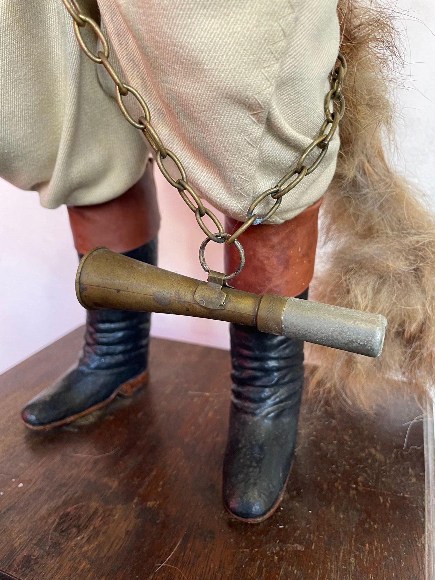 Organic Material A Victorian taxidermy fox dressed in complete hunting outfit with leather boots For Sale