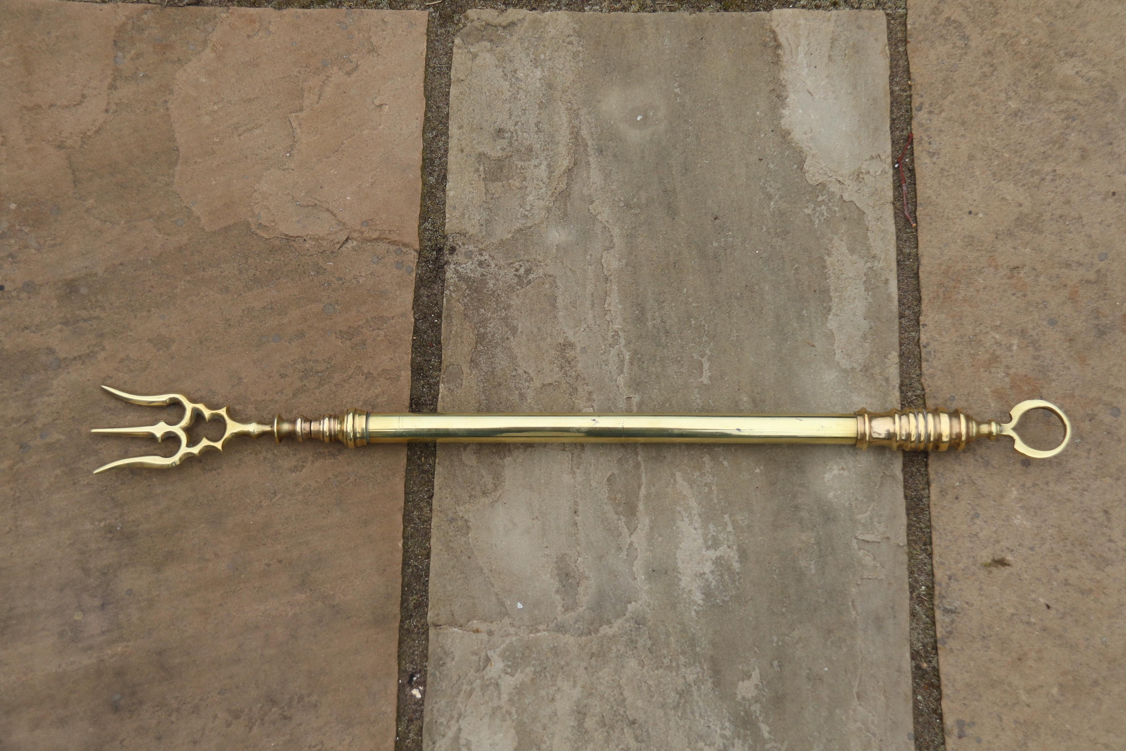 Hand-Crafted A Victorian telescopic brass toasting fork, English circa 1860 For Sale