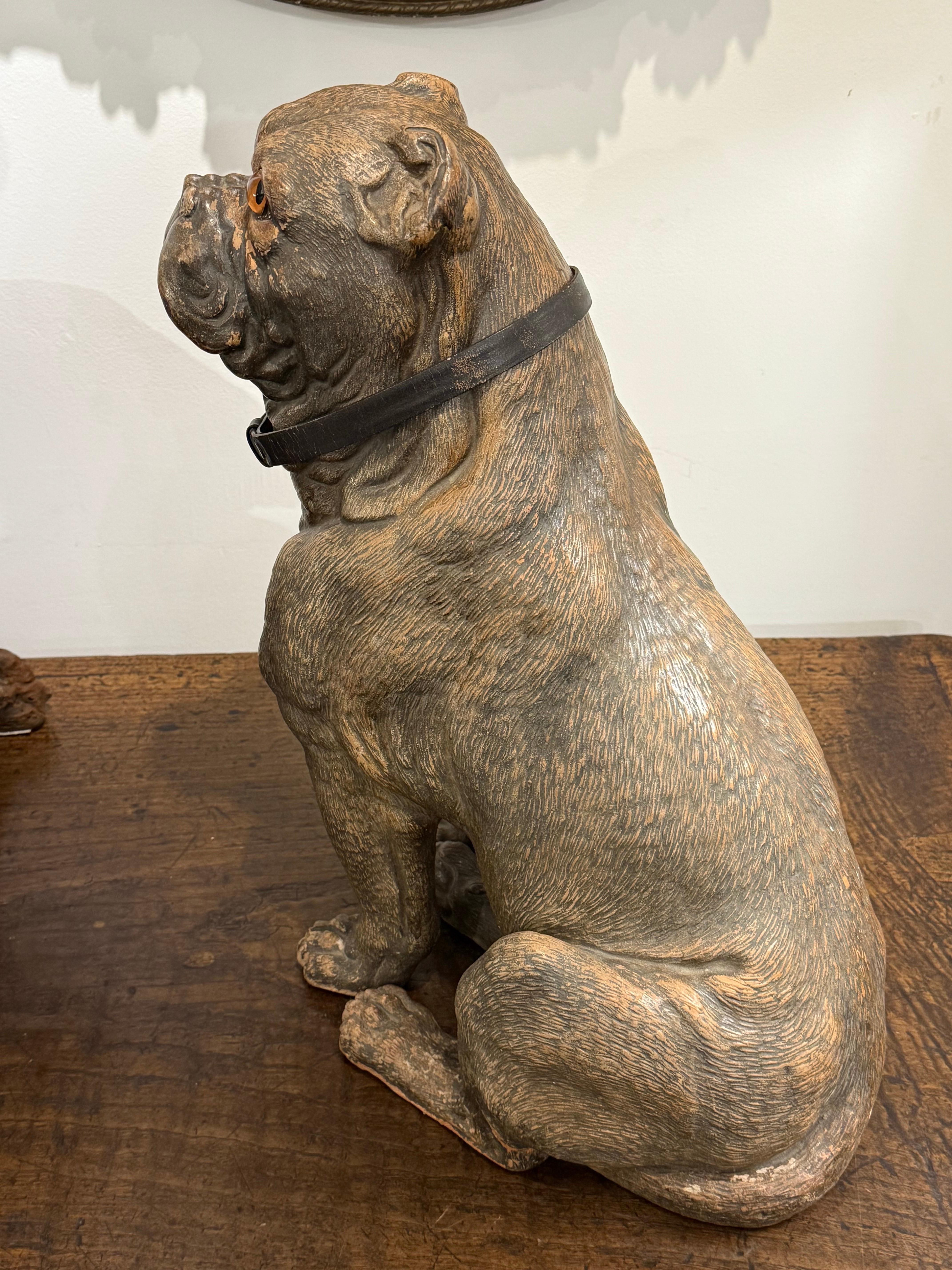 Inglese Modello vittoriano in terracotta di un bulldog, XIX secolo in vendita