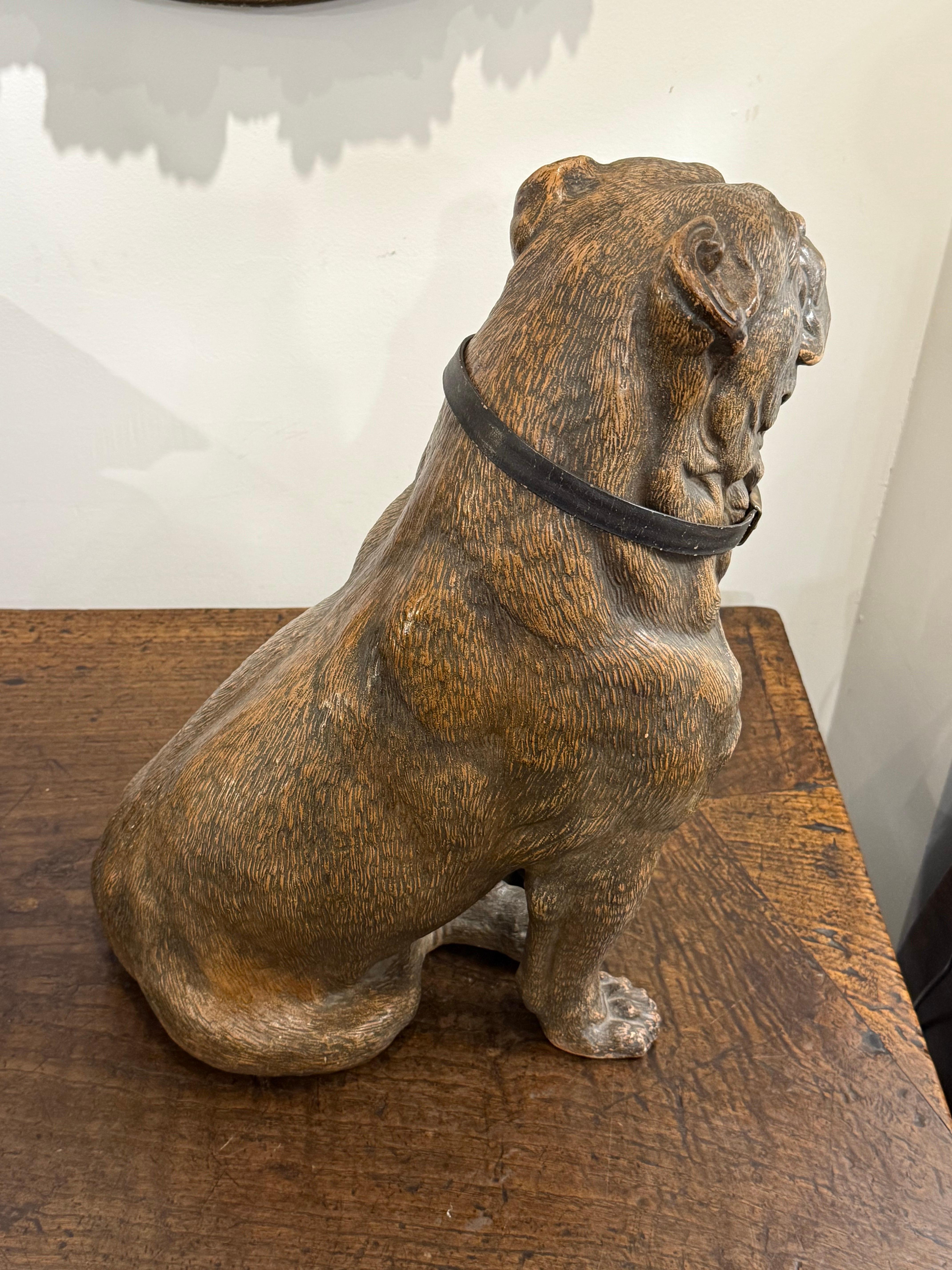 Terracotta Modello vittoriano in terracotta di un bulldog, XIX secolo in vendita