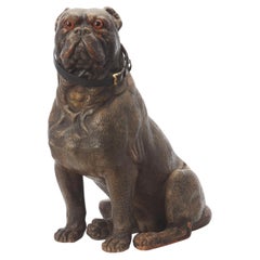 Ein viktorianisches Terrakotta-Modell eines Bulldogges, 19. Jahrhundert