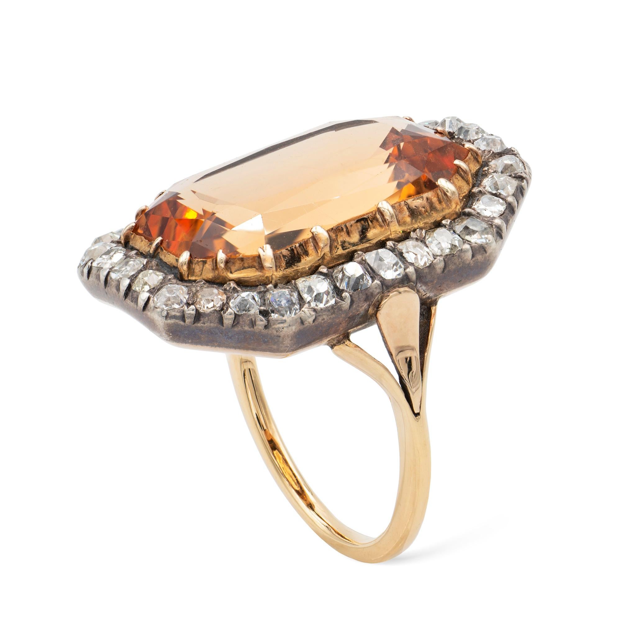 Victorian Topaz and Diamond Cluster Ring In Good Condition In London, GB