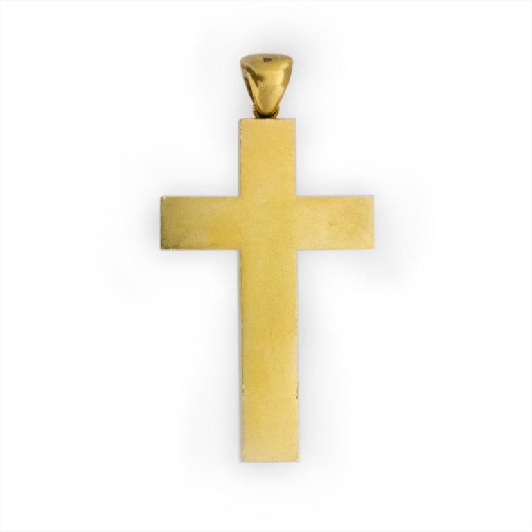 High Victorian Victorian Turquoise, Pearl and Yellow Gold Cross Pendant For Sale