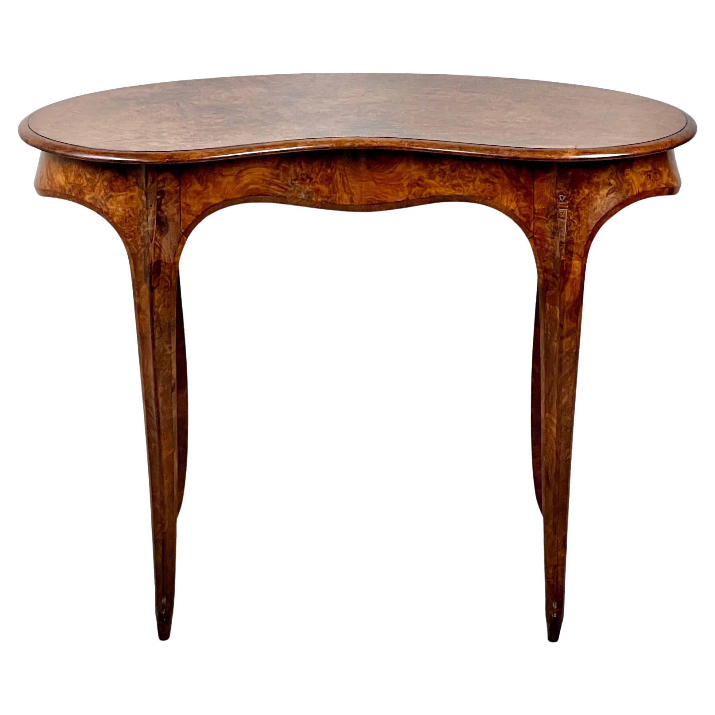 A Victorian Walnut Kidney Shaped Desk Or Dressing Table For Sale