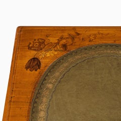 Victorian Walnut Marquetry Writing Table Attributed to Edward Holmes Baldock