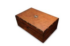 Victorian Walnut Writing Slope Ebony and Abalone Shell Decoration to Borders