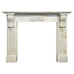 Victorian White Marble Carved Corbel Fireplace Mantel