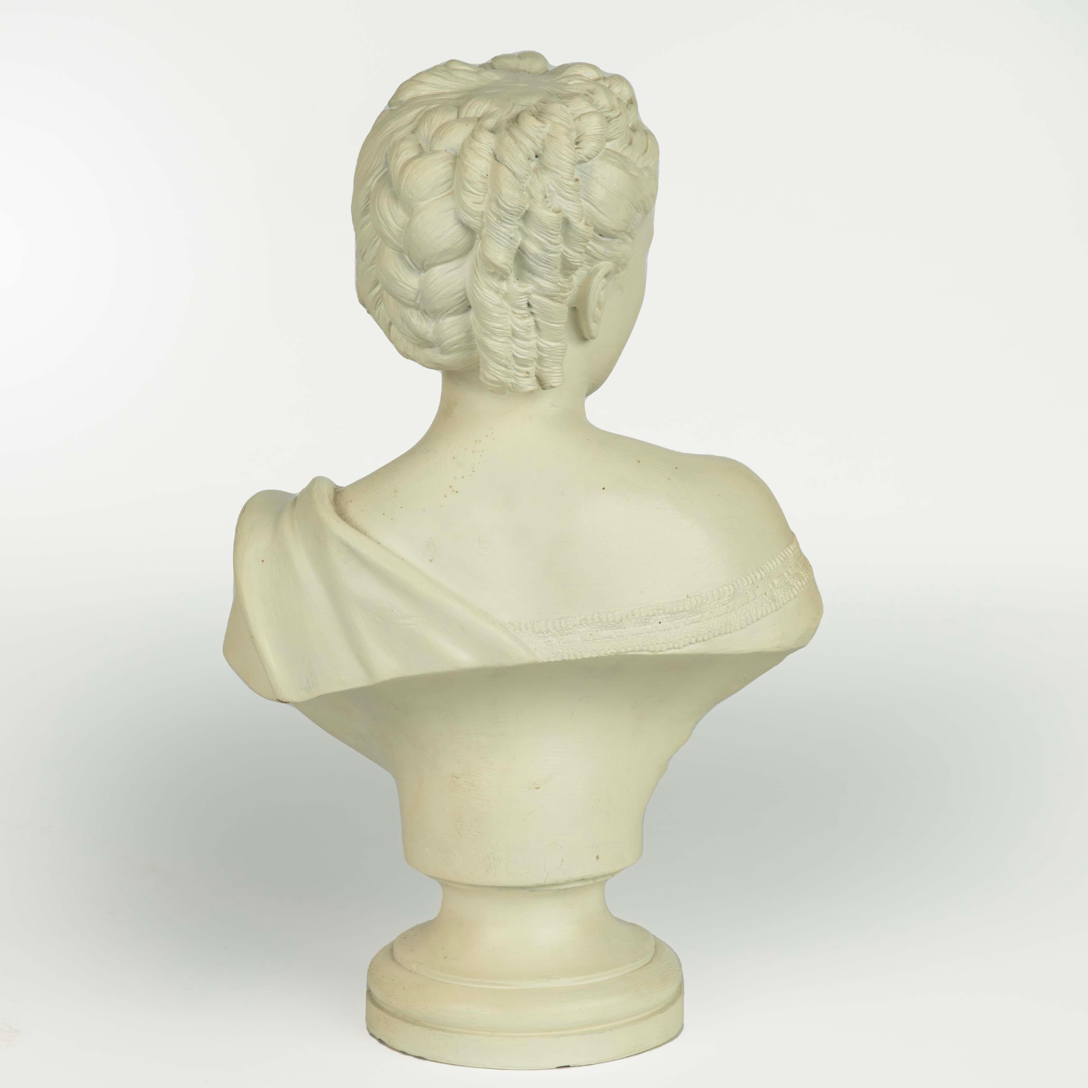 English Victorian White Painted Terracotta Bust of a Young Woman For Sale