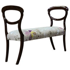 Victorian Window Bench, Balloon Ends, Decorative Upholstery and Sabre Legs.