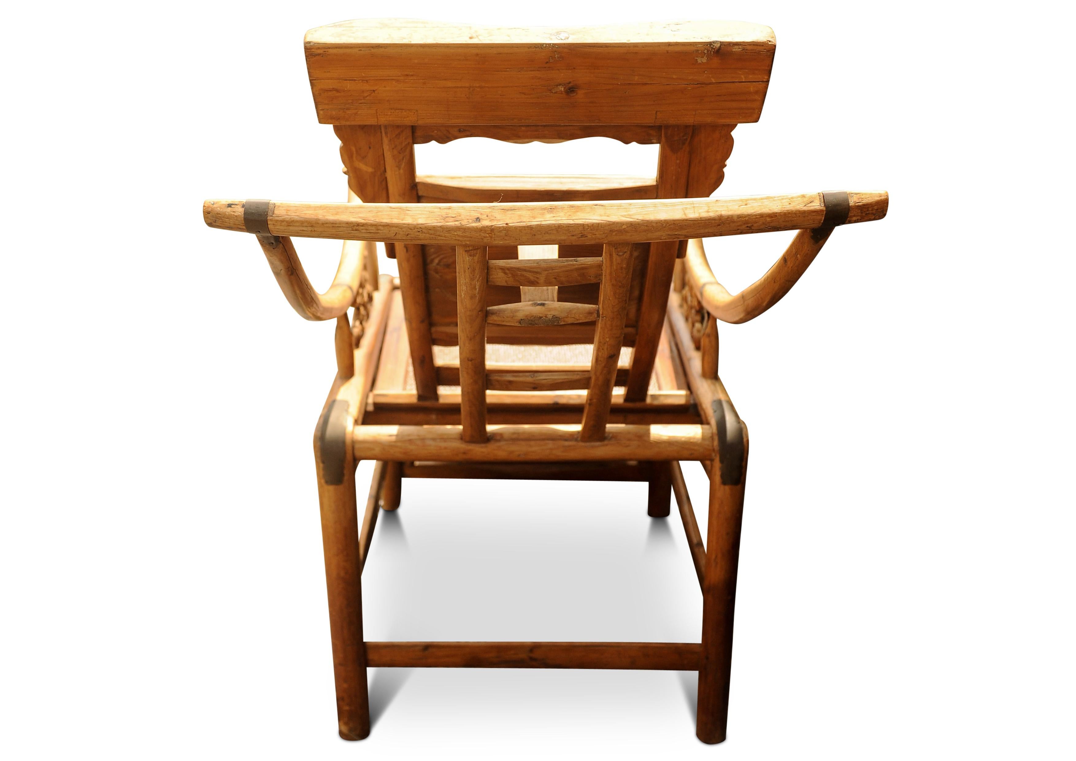 A Victorian Wishbone Bamboo & Cane Reclining Armchair with Pull Out Ottoman For Sale 5