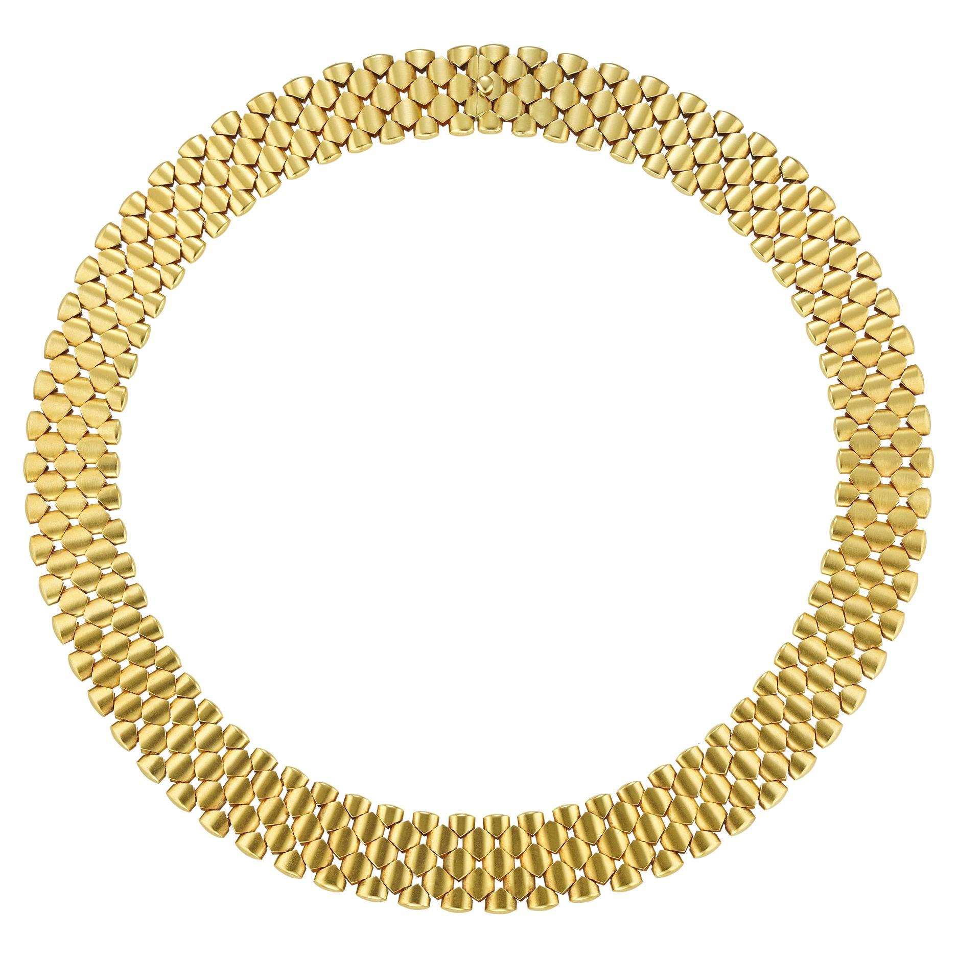 A Victorian Yellow Gold Collar Necklace For Sale