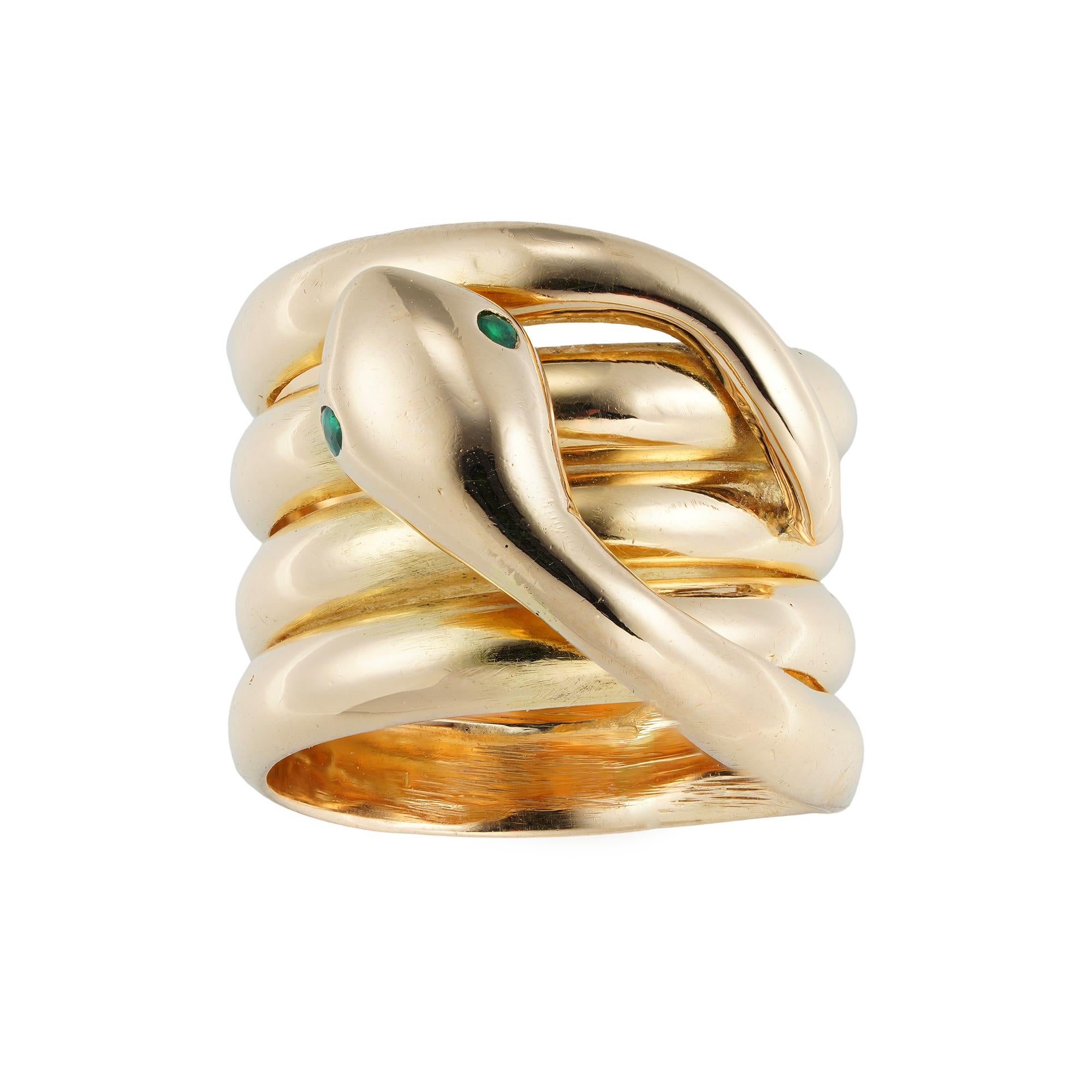 Late Victorian Victorian Yellow Gold Serpent Ring