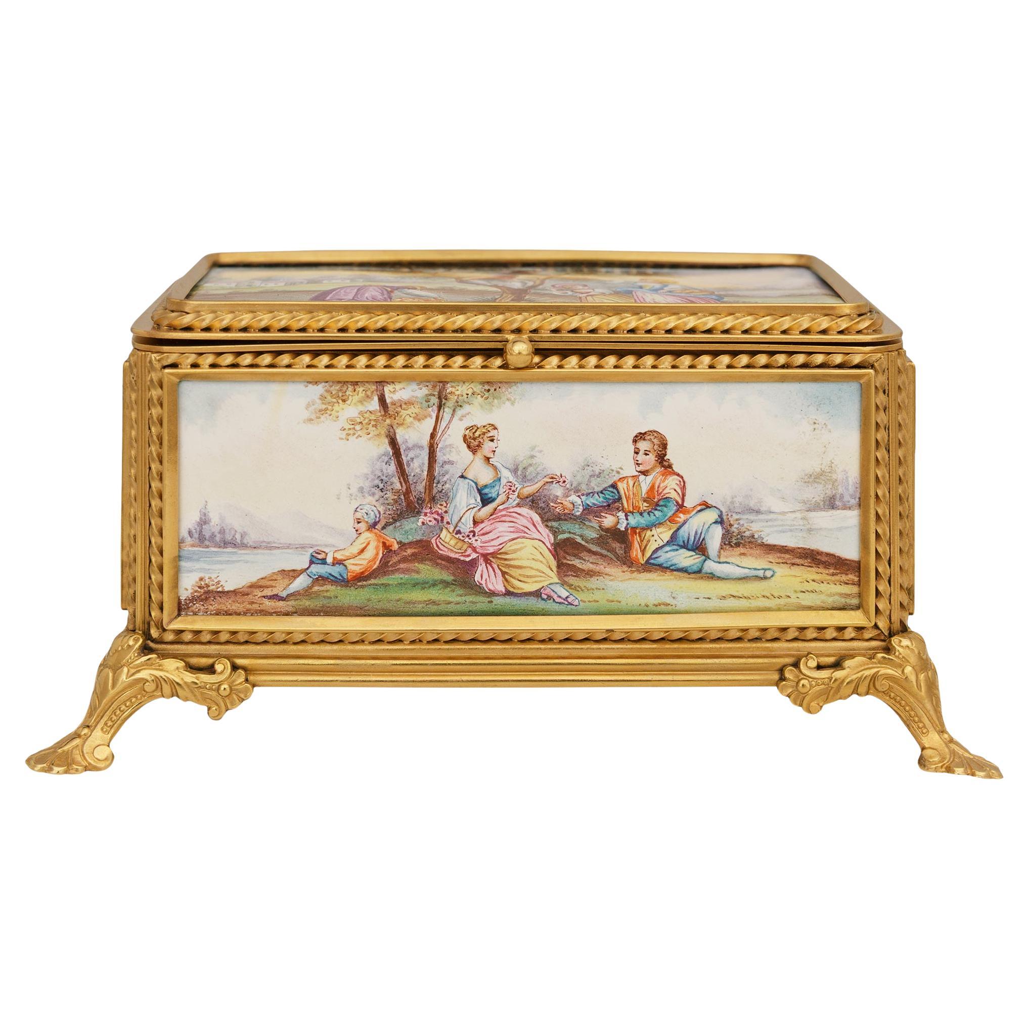 A Viennese 19th century Porcelain and Ormolu box
