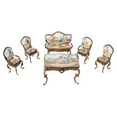 Viennese Gilt Bronze & Enamel Six-Pieces Miniature Salon Suite