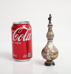 A Viennese Silver and Enamel Perfume Bottle / Scent Bottle with Figural Cover