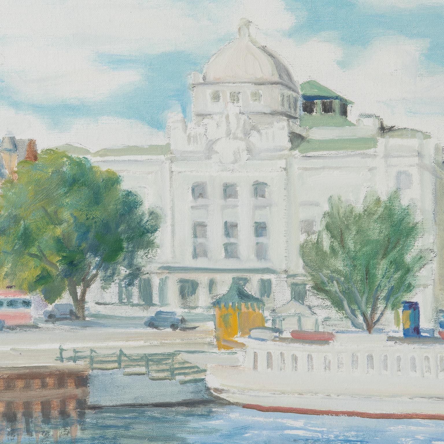 Swedish A View of a Stockholm Cove, Oil on Canvas, Hans-Erik Eriksson. For Sale