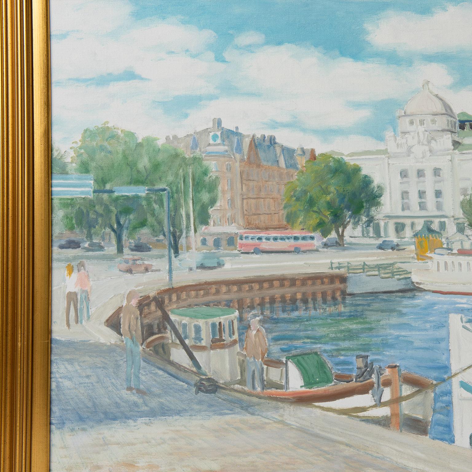 20th Century A View of a Stockholm Cove, Oil on Canvas, Hans-Erik Eriksson. For Sale