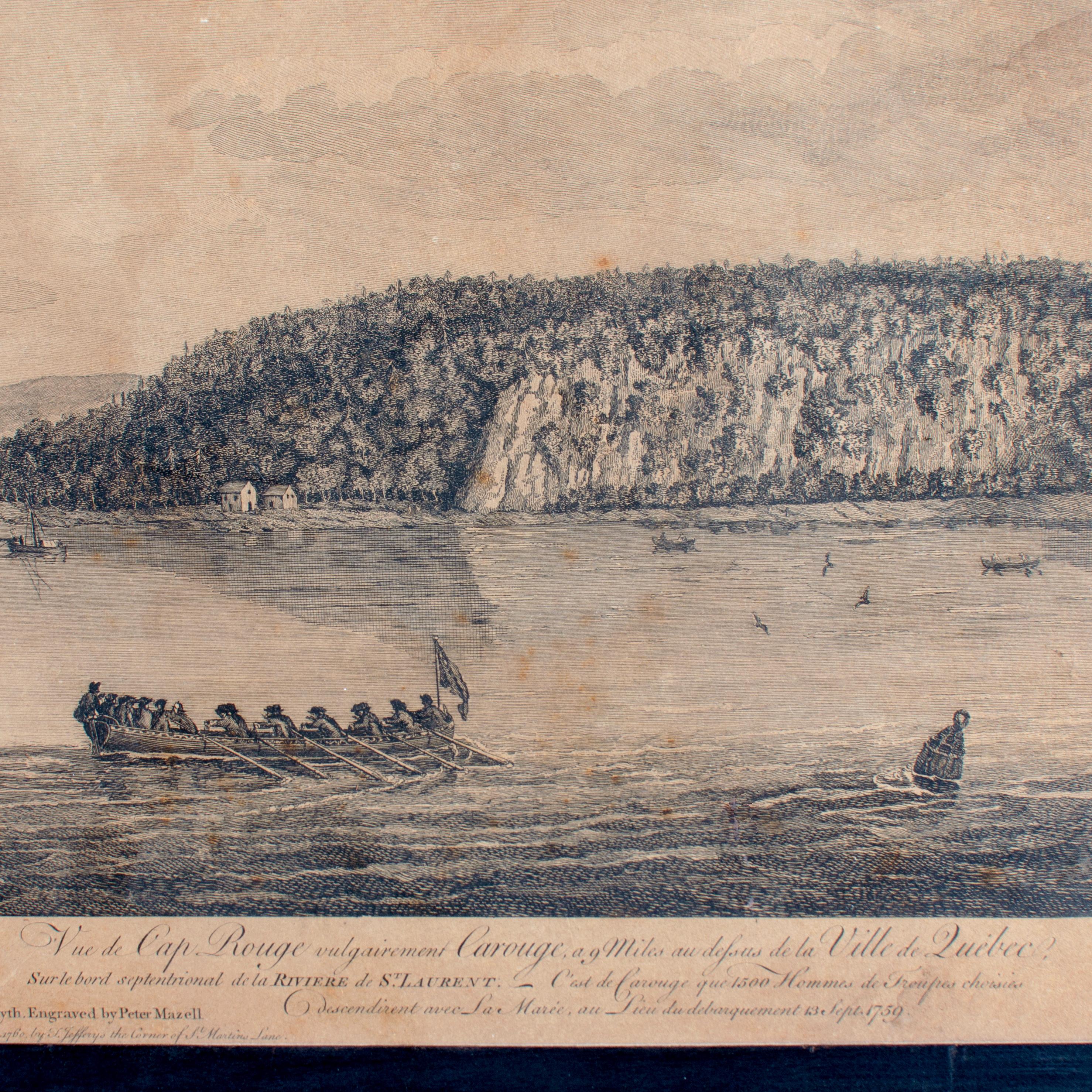 Canadian A View of Cape Rouge, Quebec, Canada, Mazell after Capt. Hervey Smyth, c.1760s For Sale