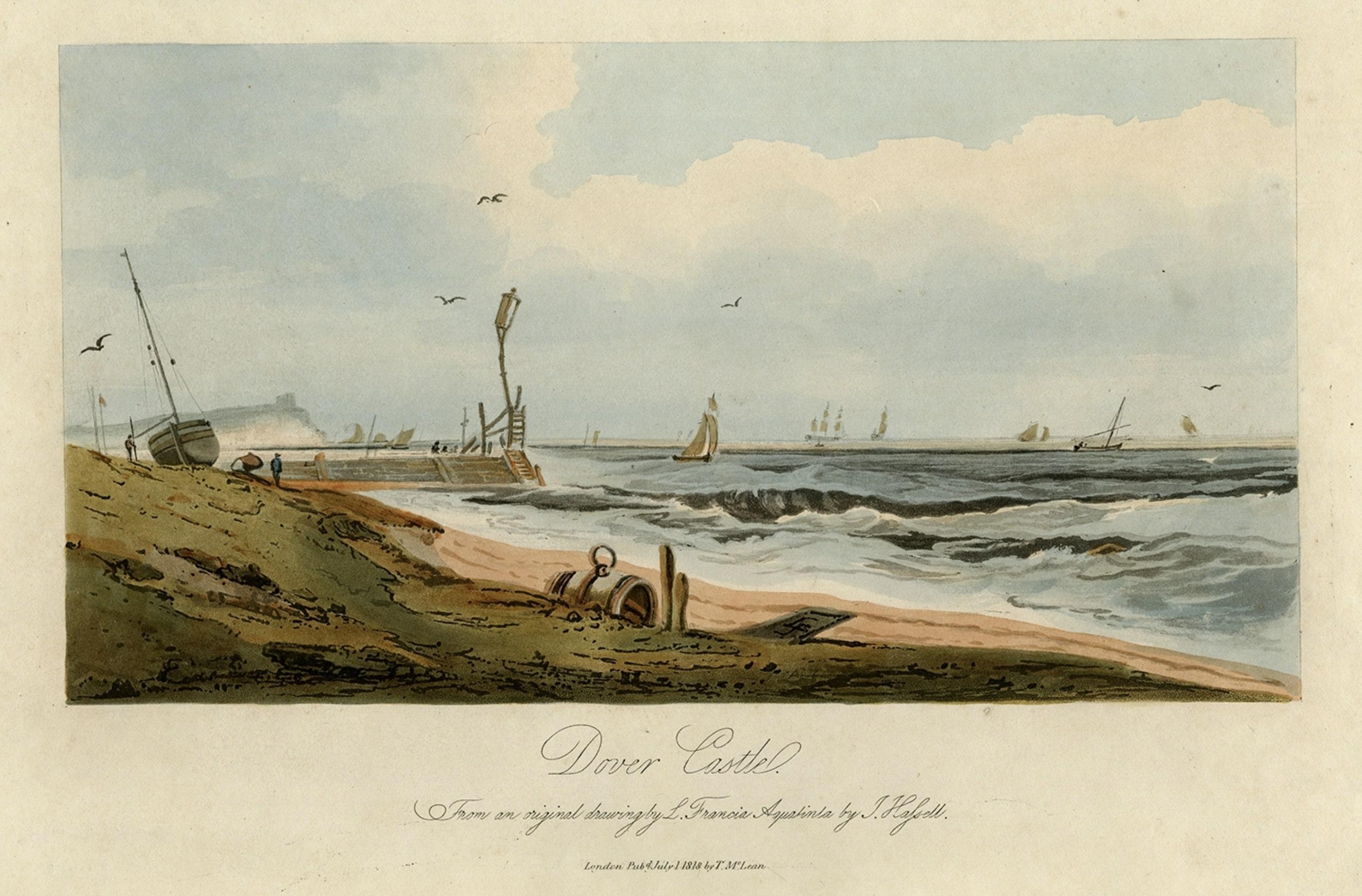 View of Dover Castle Atop the Cliffs im Hintergrund, England, 1818 im Zustand „Gut“ im Angebot in Langweer, NL