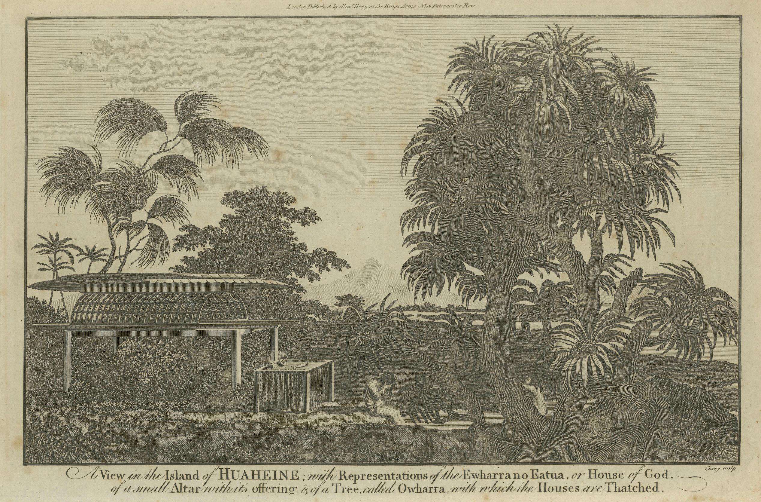 Paper A View of the Ewharrano Eatua, or House of God, in Huahine from Cook's Voyages For Sale