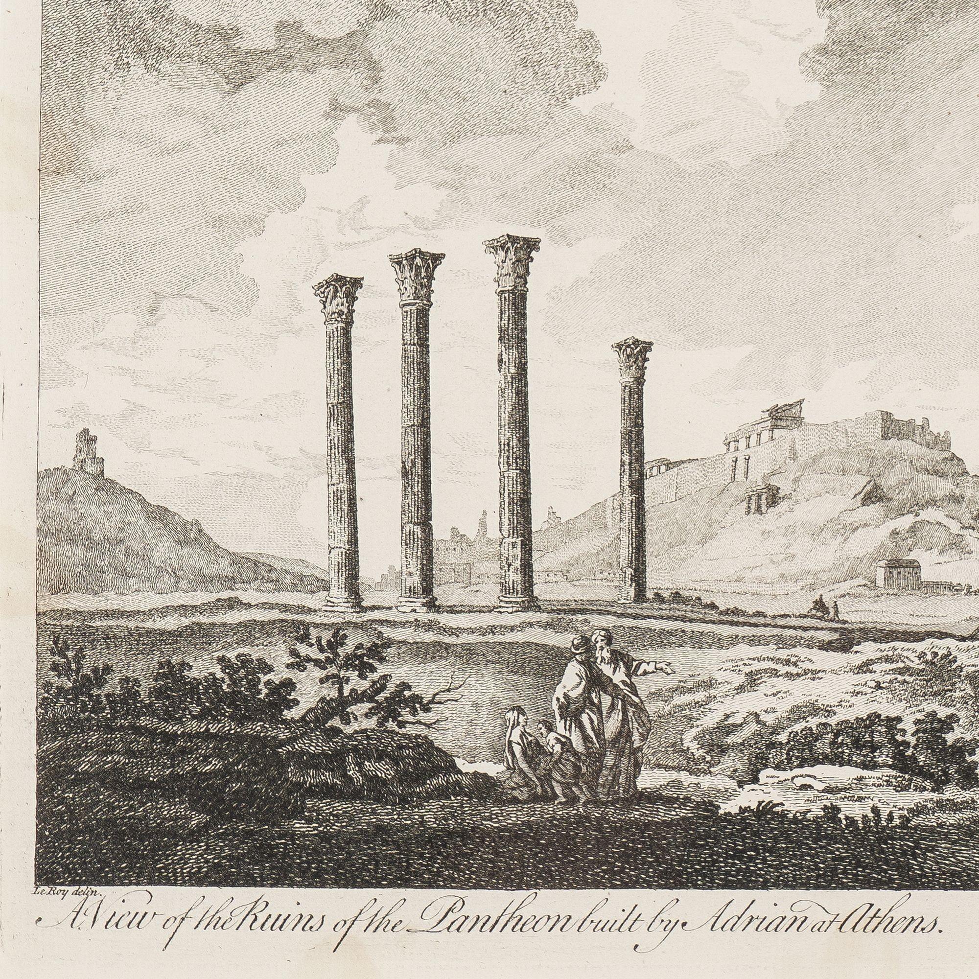 Vista de las ruinas del Panteón de Atenas por Julien-David Le Roy, 1758 Francés en venta