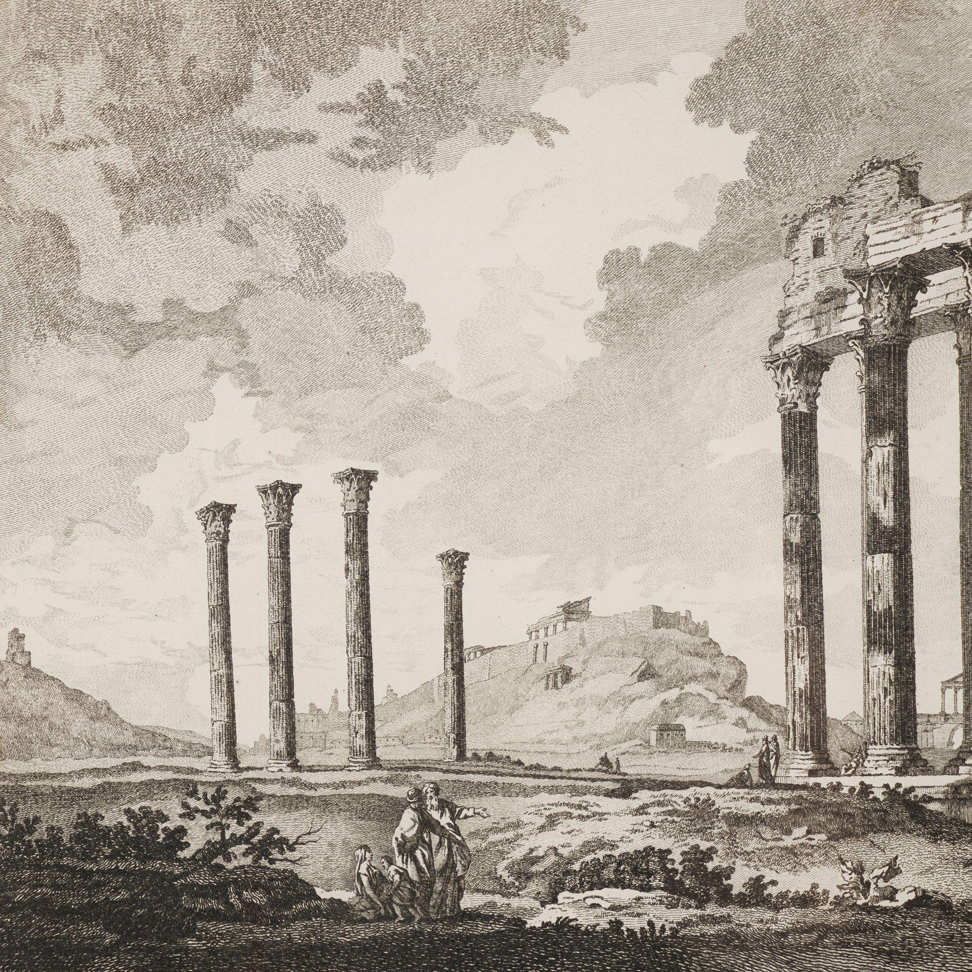 Vista de las ruinas del Panteón de Atenas por Julien-David Le Roy, 1758 en venta 1