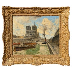 "A View of the Seine, Notre Dame, Paris" by Frank Myers Boggs