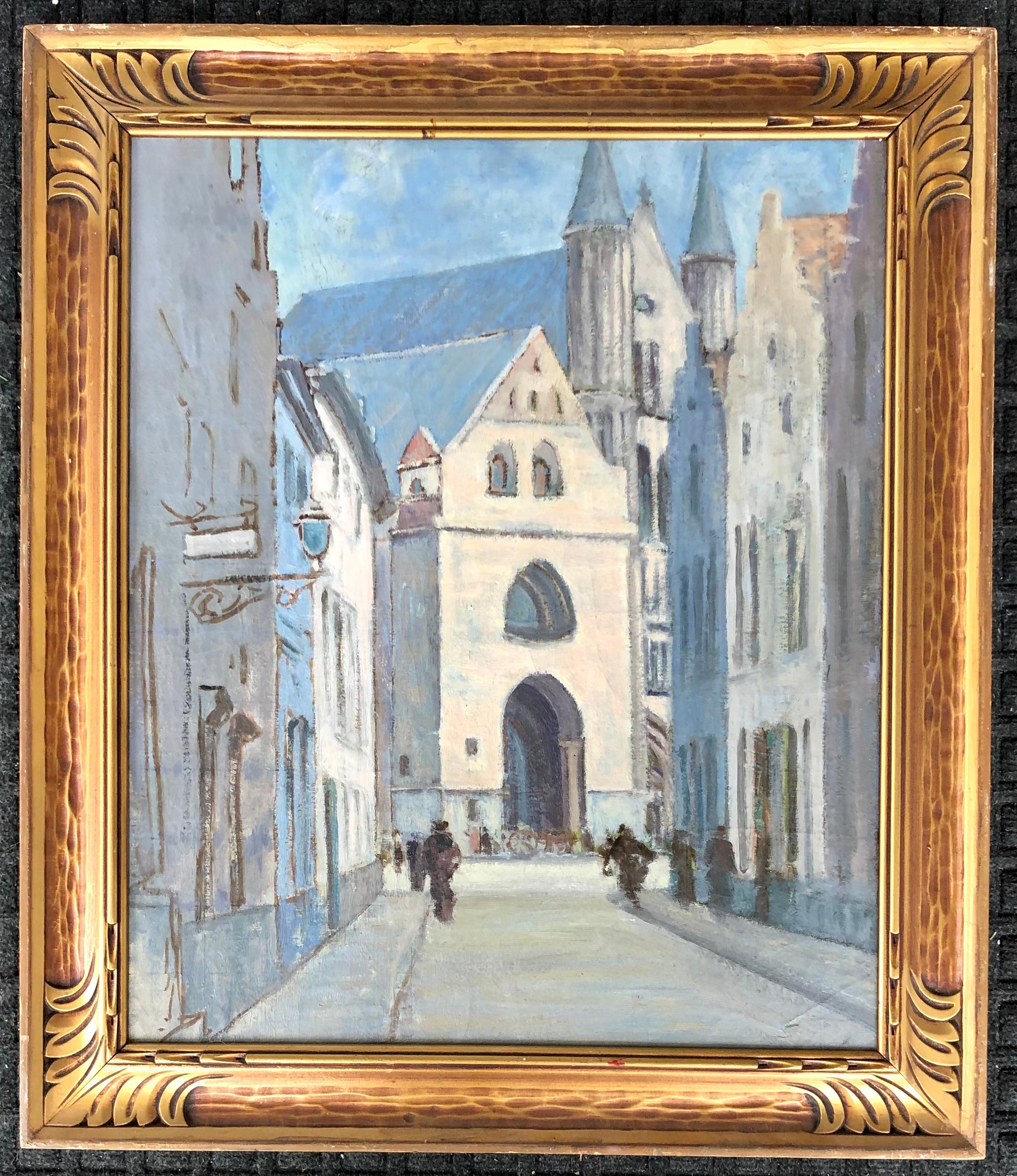 A Village in Belgium; oil on canvas. Good period frame, unsigned.